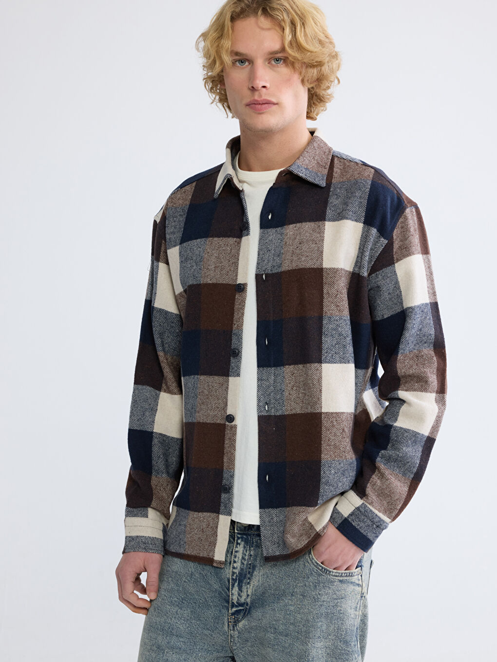 Lacivert Regular Fit Kareli Erkek Gömlek