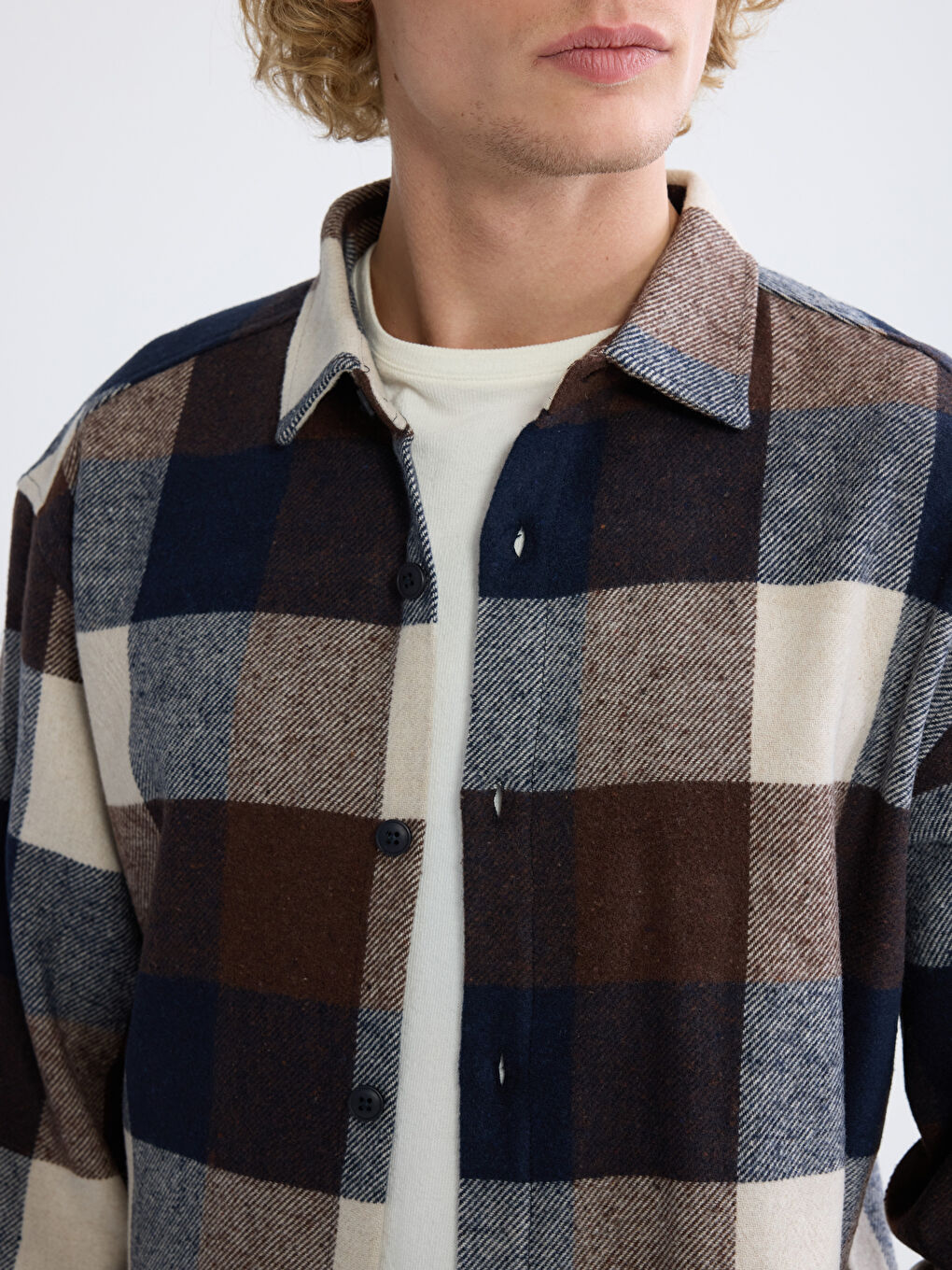 Lacivert Regular Fit Kareli Erkek Gömlek-2