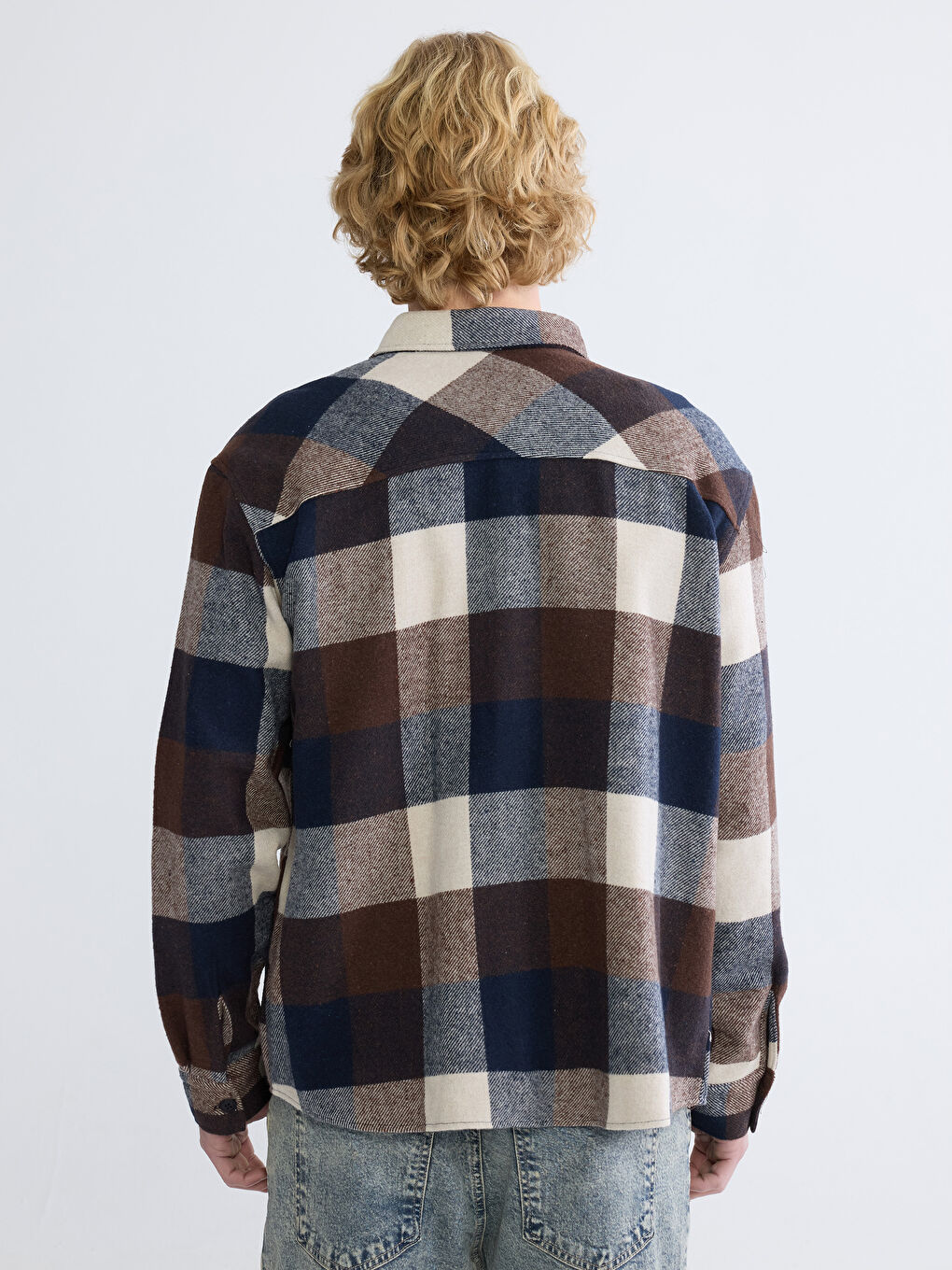 Lacivert Regular Fit Kareli Erkek Gömlek-3