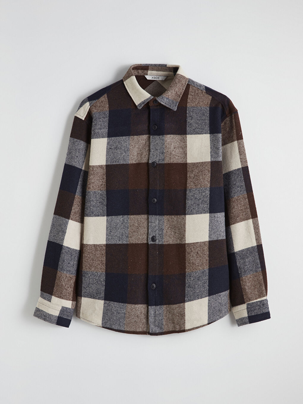 Lacivert Regular Fit Kareli Erkek Gömlek-4