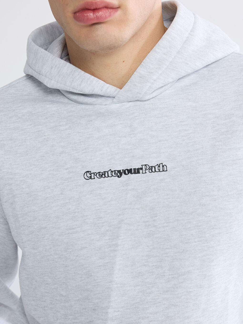 Beyaz Baskılı Erkek Kalın Sweatshirt-2