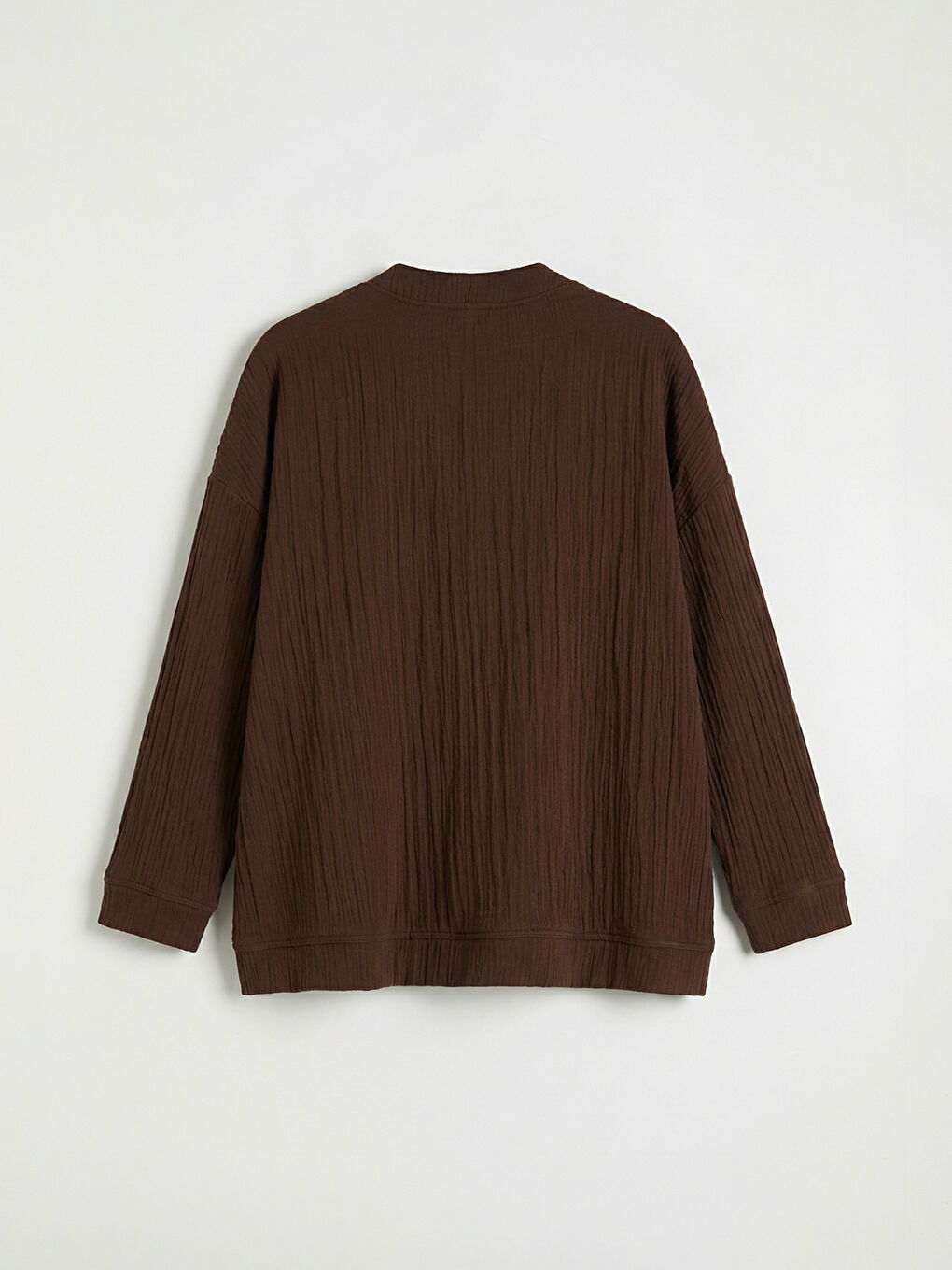 Kahverengi Şal Yaka Dokulu Kadın Kimono-1