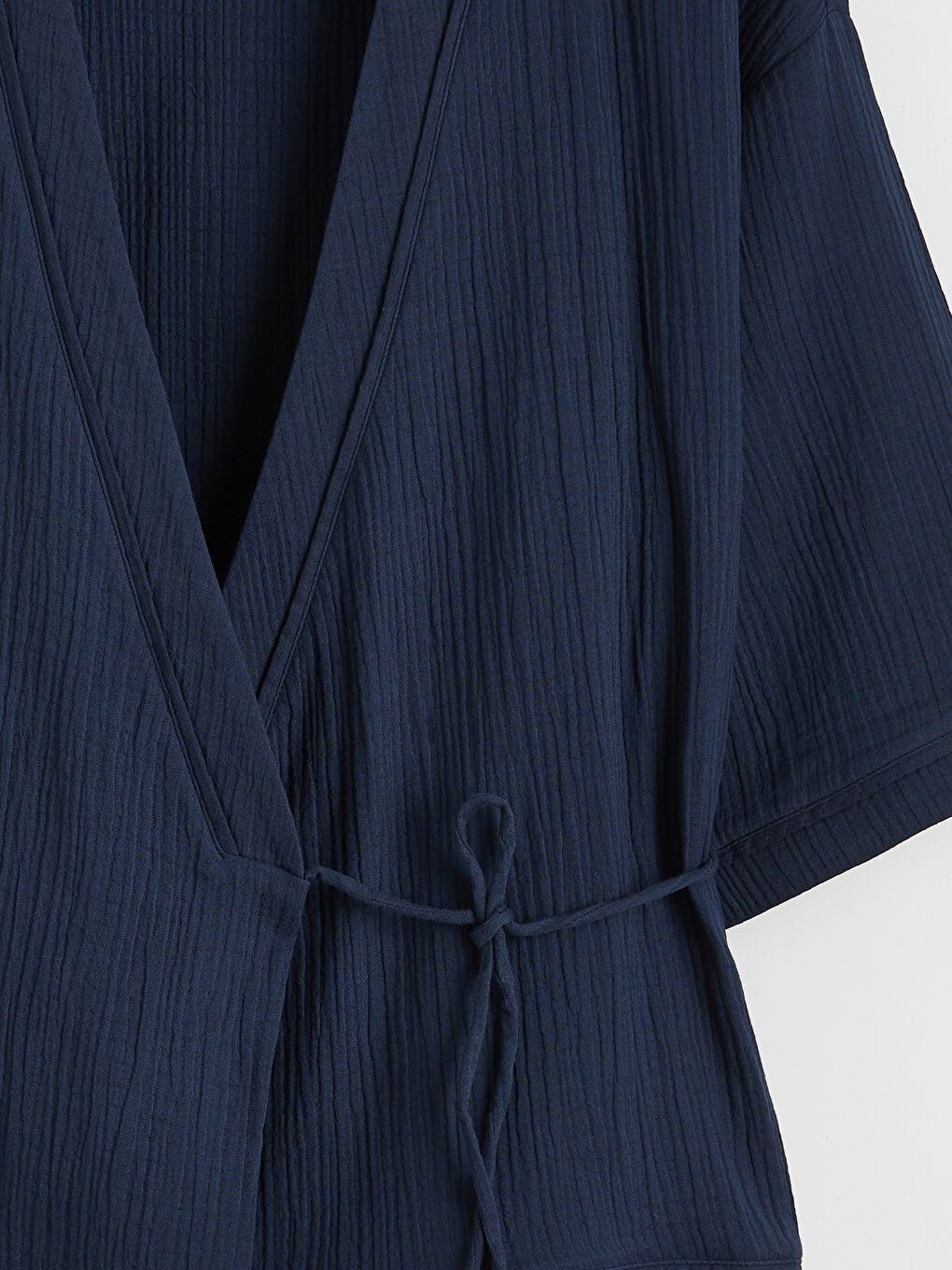 Lacivert Şal Yaka Dokulu Kadın Kimono-1