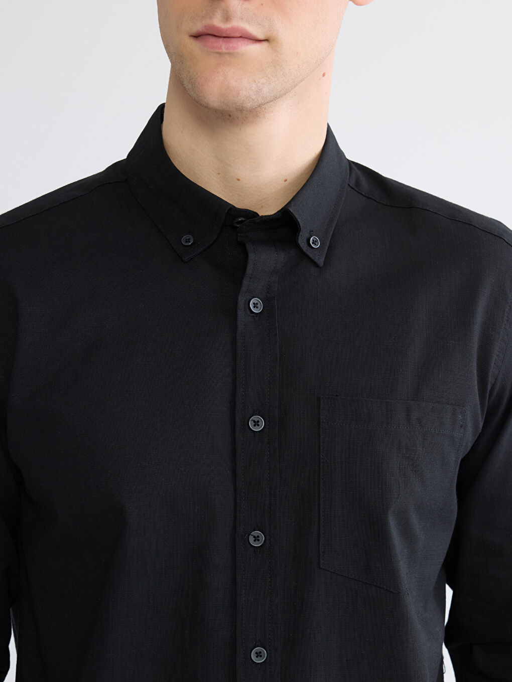 Siyah Regular Fit Erkek Gömlek-3