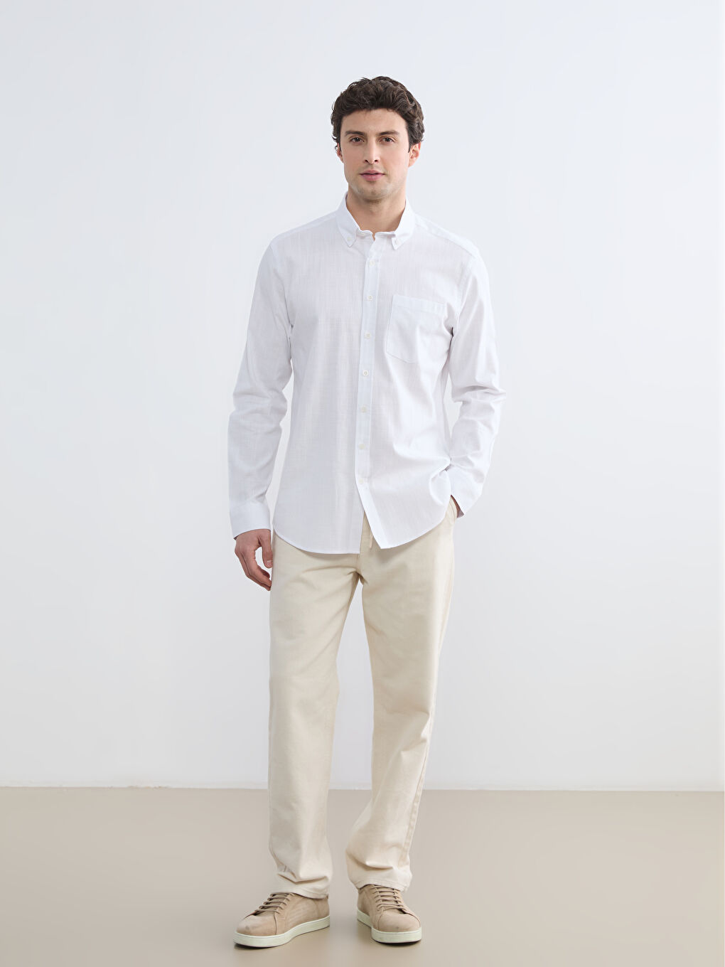 Beyaz Regular Fit Erkek Gömlek-1