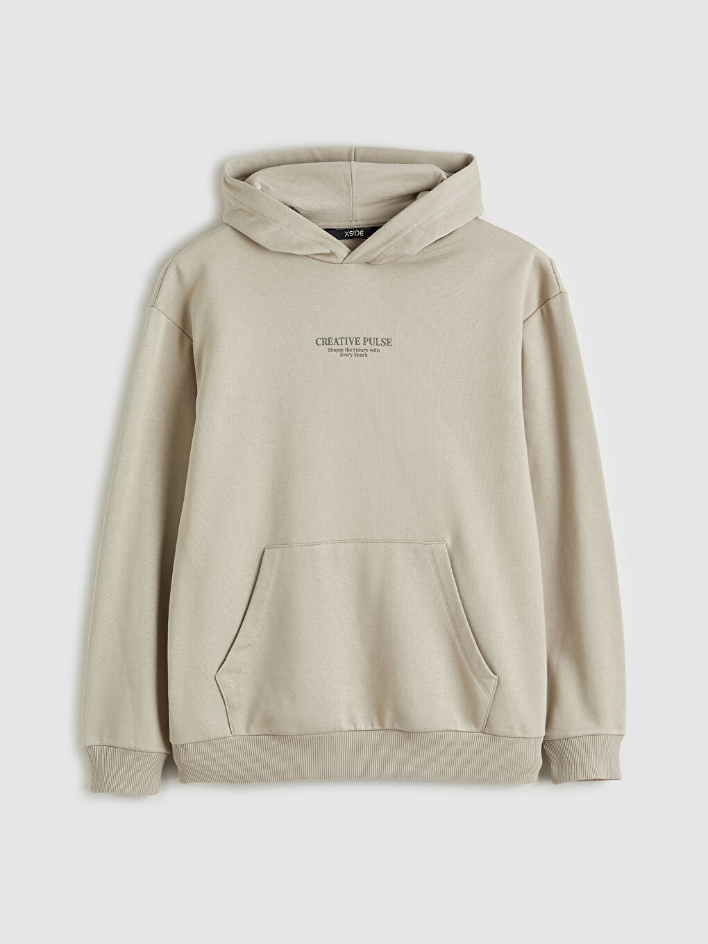 Bej Oversize Baskılı Erkek Sweatshirt-4