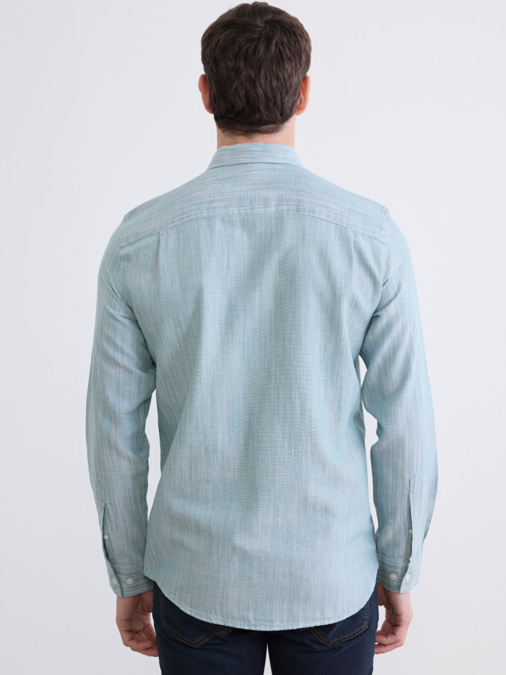 Yeşil Regular Fit Erkek Gömlek-3