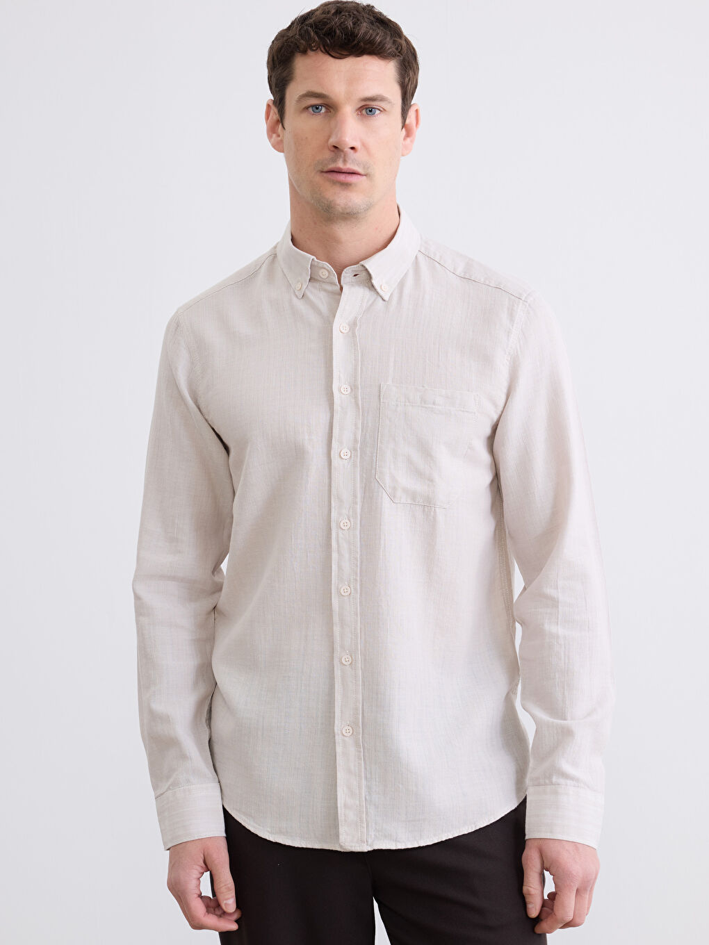 Bej Regular Fit Erkek Gömlek