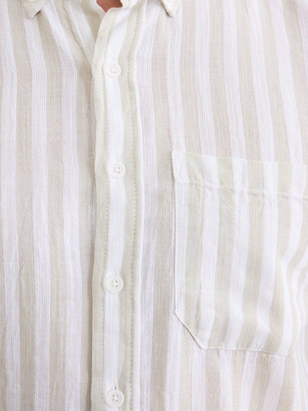 Yeşil Regular Fit Çizgili Armürlü Erkek Gömlek-2