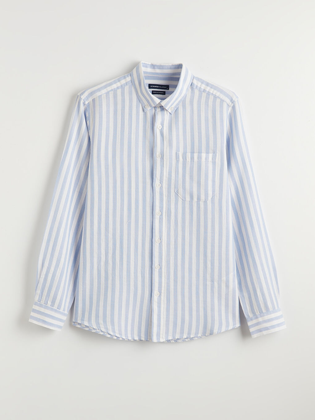 Mavi Regular Fit Çizgili Armürlü Erkek Gömlek