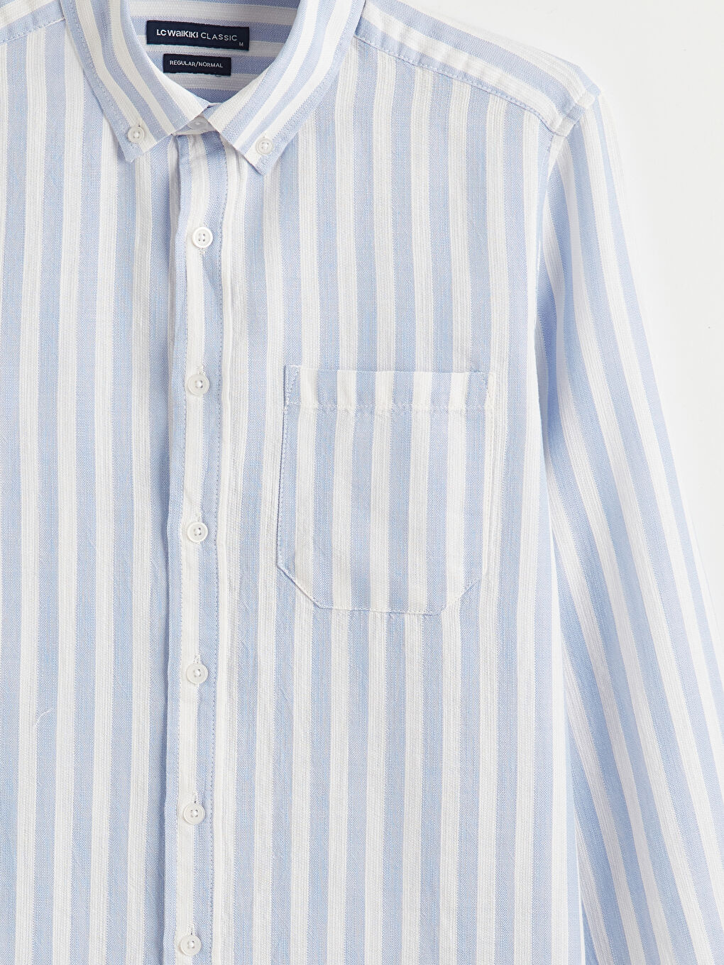 Mavi Regular Fit Çizgili Armürlü Erkek Gömlek-1