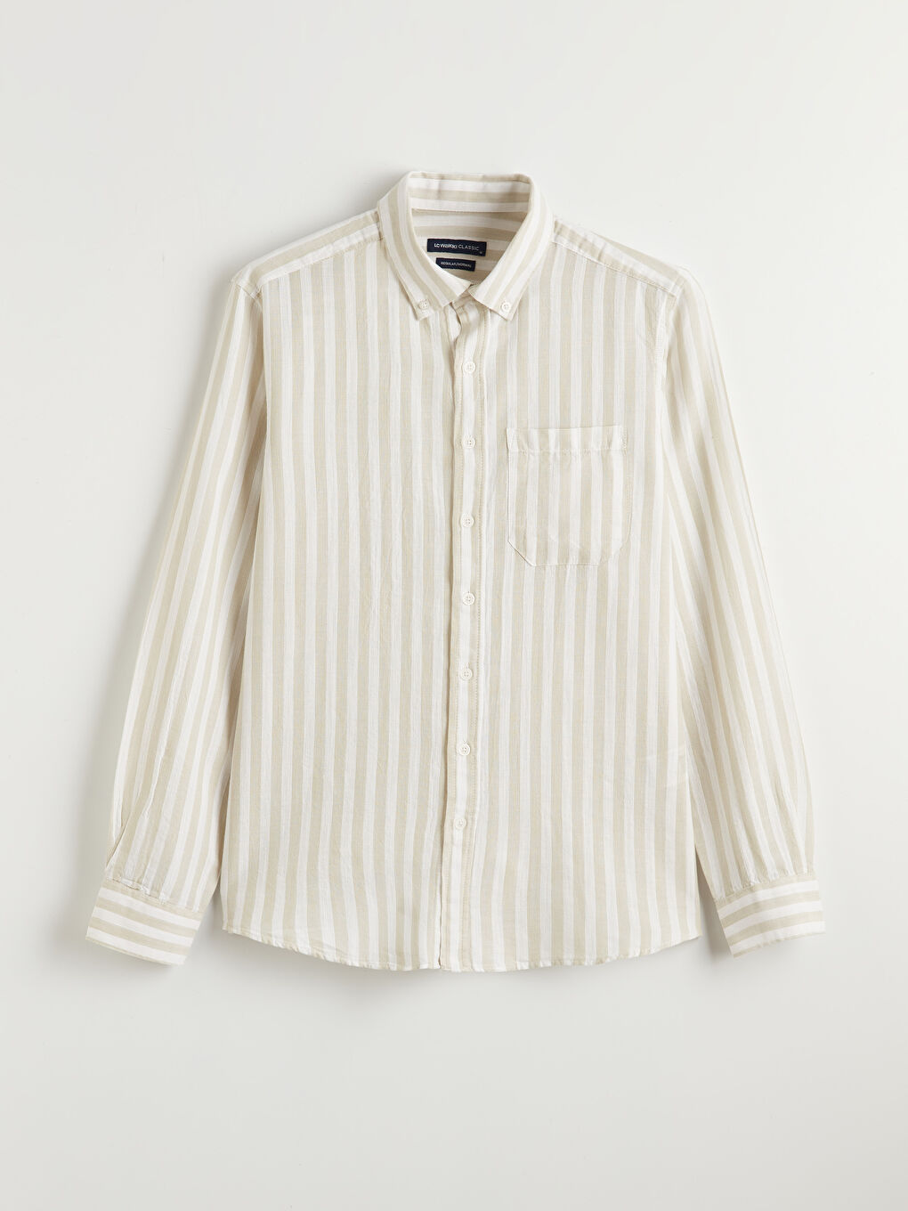 Yeşil Regular Fit Çizgili Armürlü Erkek Gömlek