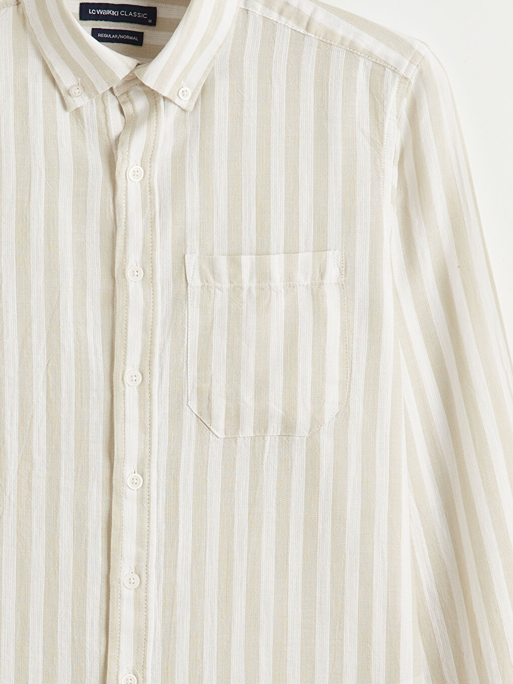 Yeşil Regular Fit Çizgili Armürlü Erkek Gömlek-1