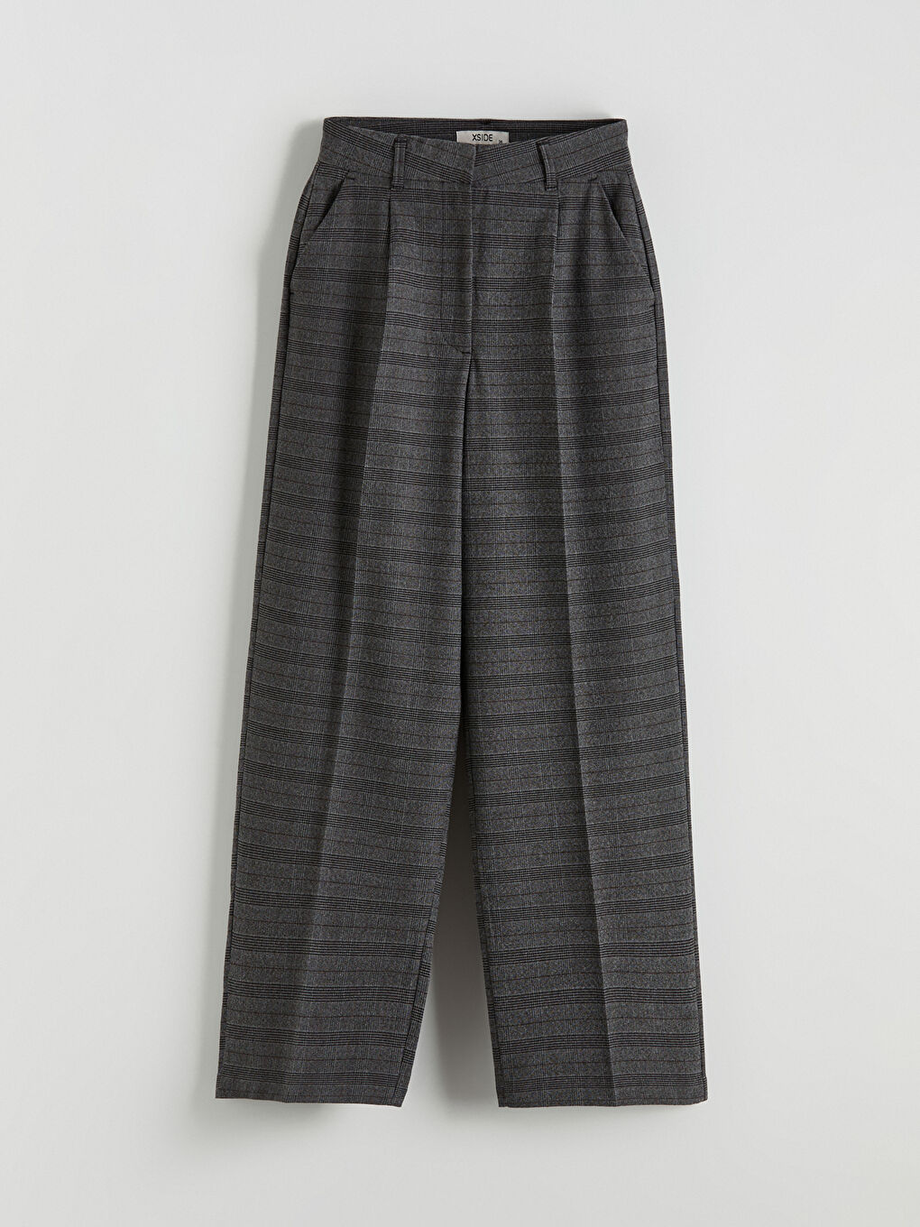 Antrasit Çizgili Geniş Paça Kadın Pantolon-4