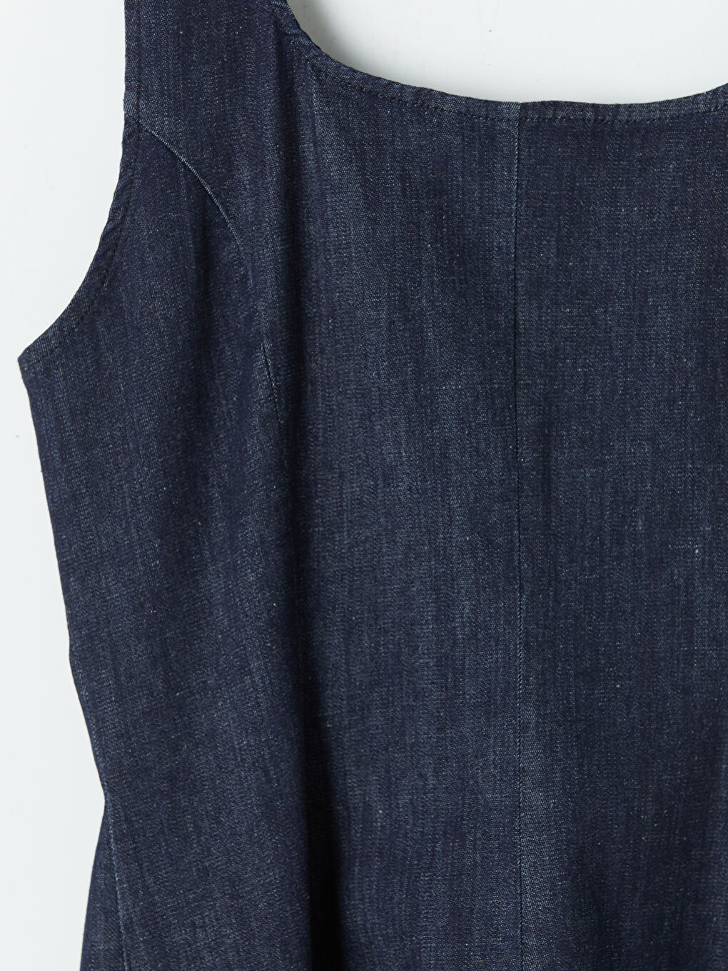 İndigo Kare Yaka A Kesim Jean Elbise-6