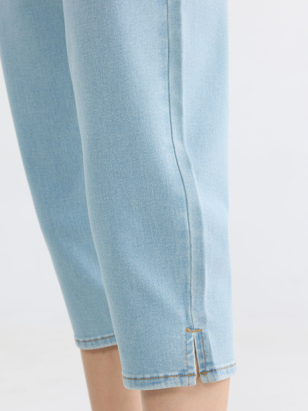 İndigo Yüksek Bel Slim Fit Kadın Jean Kapri-2