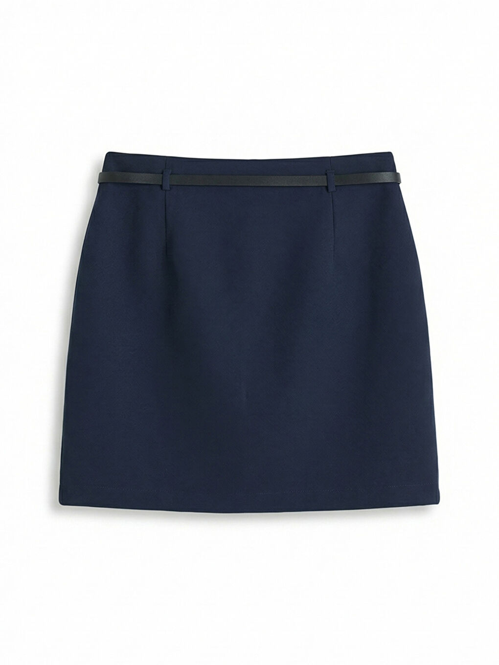 Lacivert Beli Kemerli Mini Etek	-1