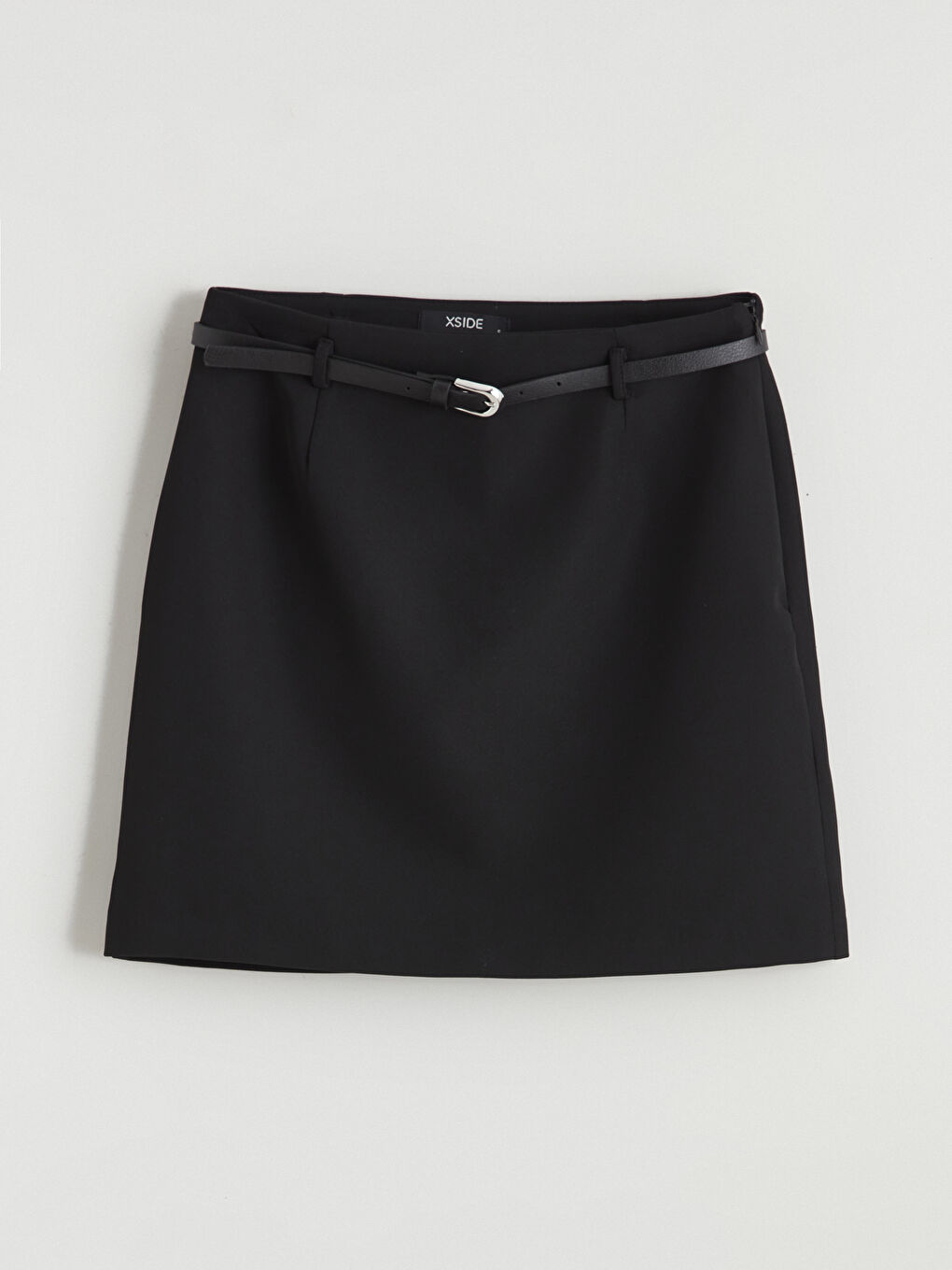Siyah Beli Kemerli Mini Etek-5
