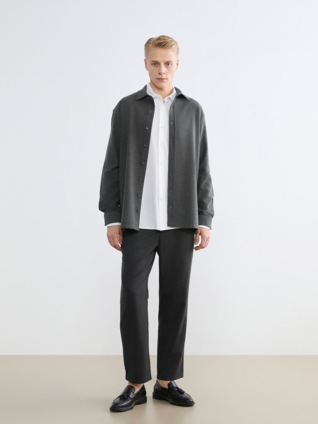 Relaxed Fit Gabardine Men's Shirt-1