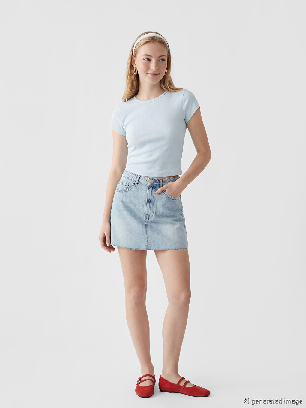 Crew Neck Women's Ribbed T-shirt-1