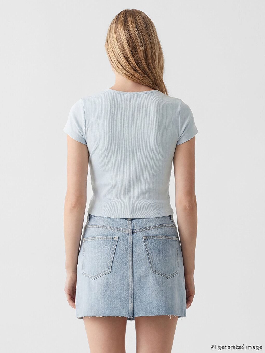 Crew Neck Women's Ribbed T-shirt-3