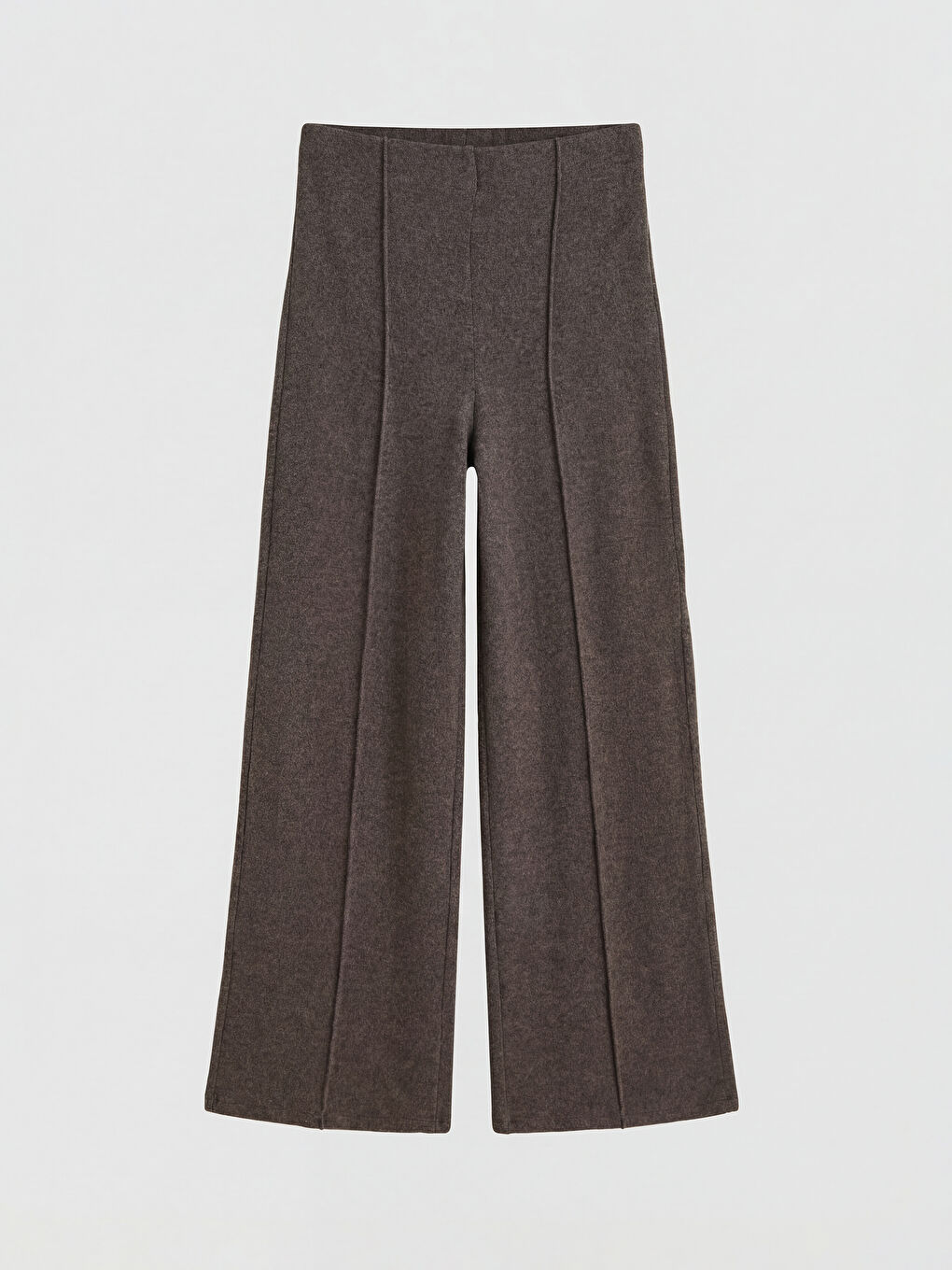 Kahverengi Beli Lastikli Geniş Paça Kadın Pantolon	