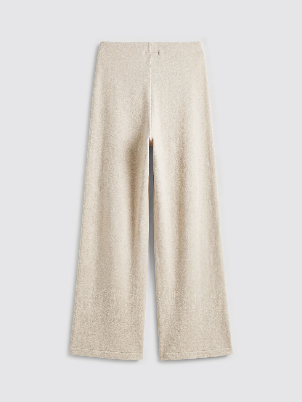 Ekru Beli Lastikli Geniş Paça Kadın Pantolon	-1