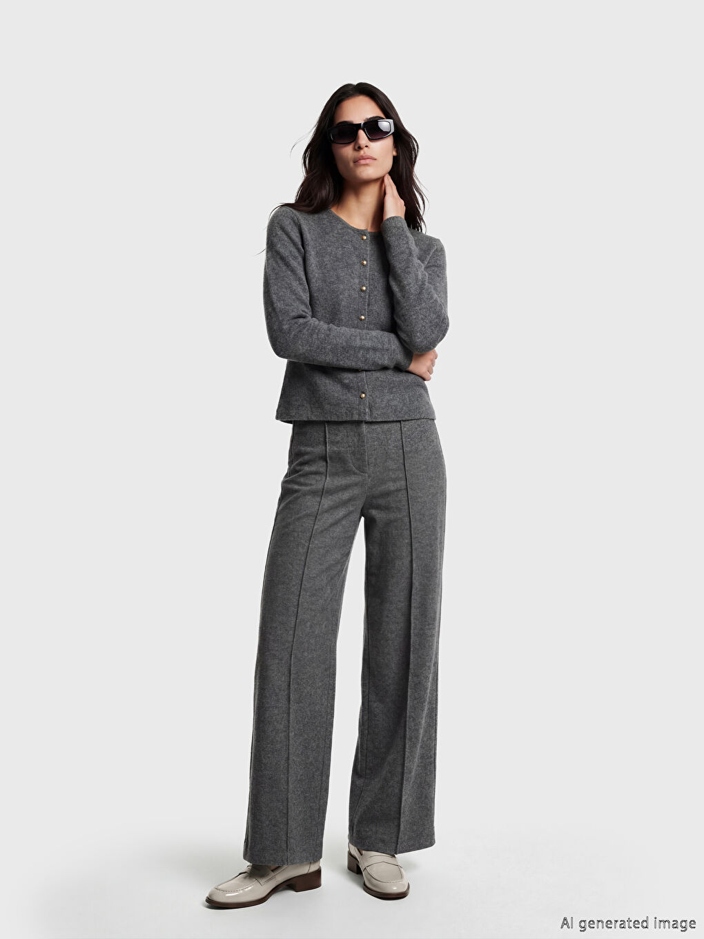 Ženske pantalone širokih nogavica sa elastičnim strukom