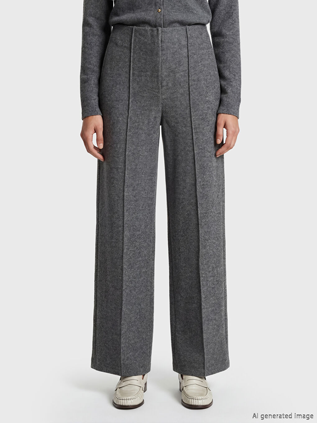 Ženske pantalone širokih nogavica sa elastičnim strukom-1