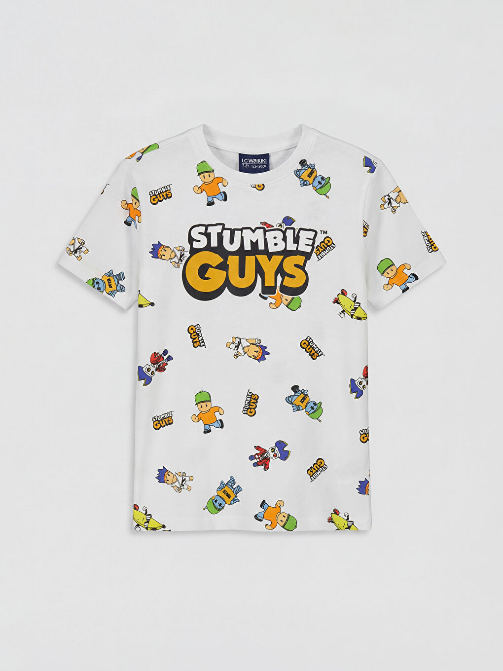 Beyaz Stumble Guys Baskılı Erkek Çocuk Şortlu Pijama Takımı-1