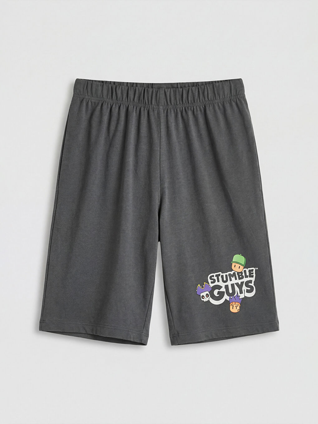 Ekru Stumble Guys Baskılı Erkek Çocuk Şortlu Pijama Takımı-3