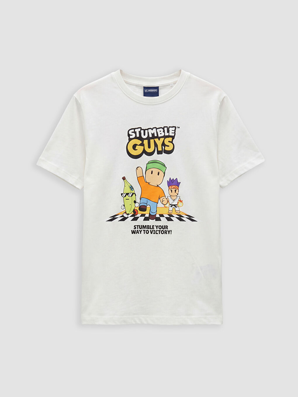Ekru Stumble Guys Baskılı Erkek Çocuk Şortlu Pijama Takımı-1