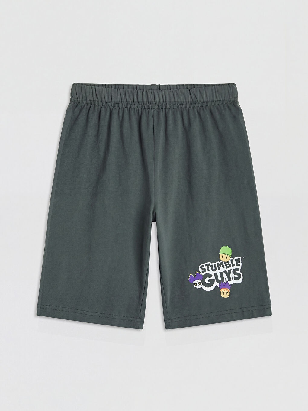 Ekru Stumble Guys Baskılı Erkek Çocuk Şortlu Pijama Takımı-2
