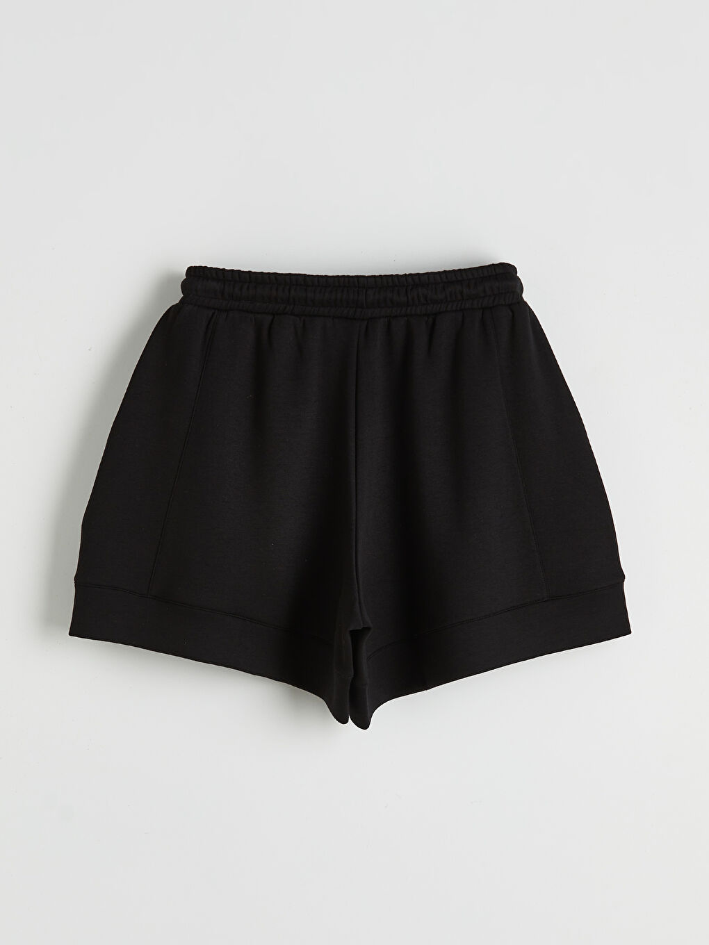 Siyah Beli Lastikl Kadın Şort-3