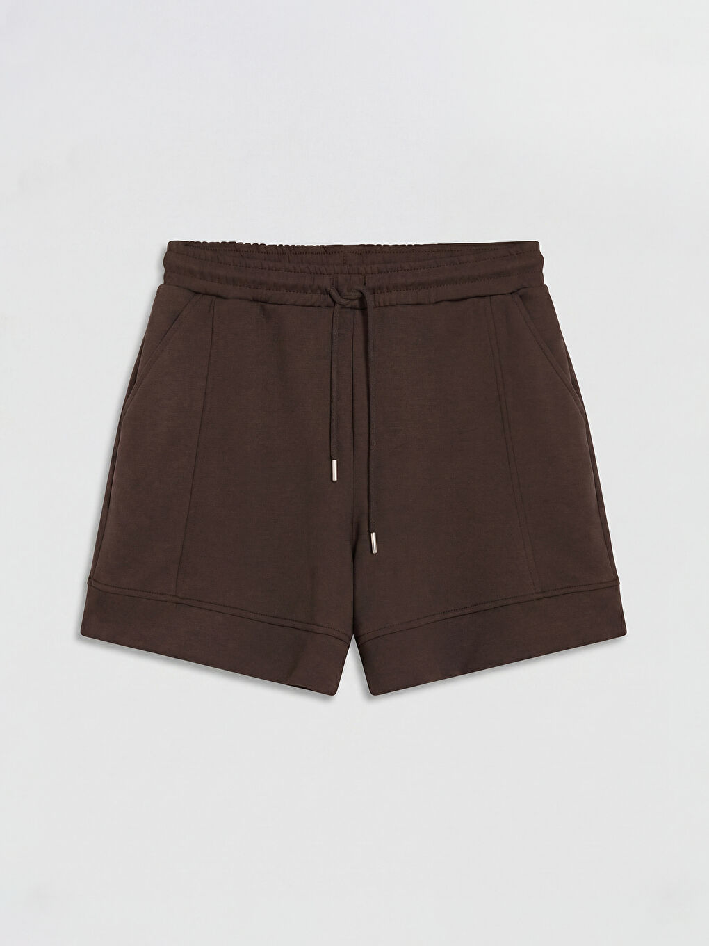 Kahverengi Beli Lastikl Kadın Şort