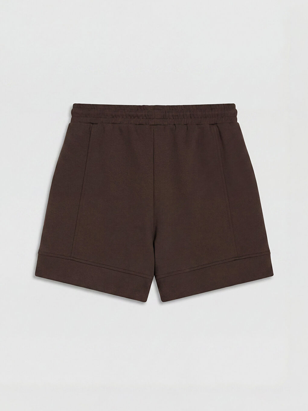 Kahverengi Beli Lastikl Kadın Şort-1