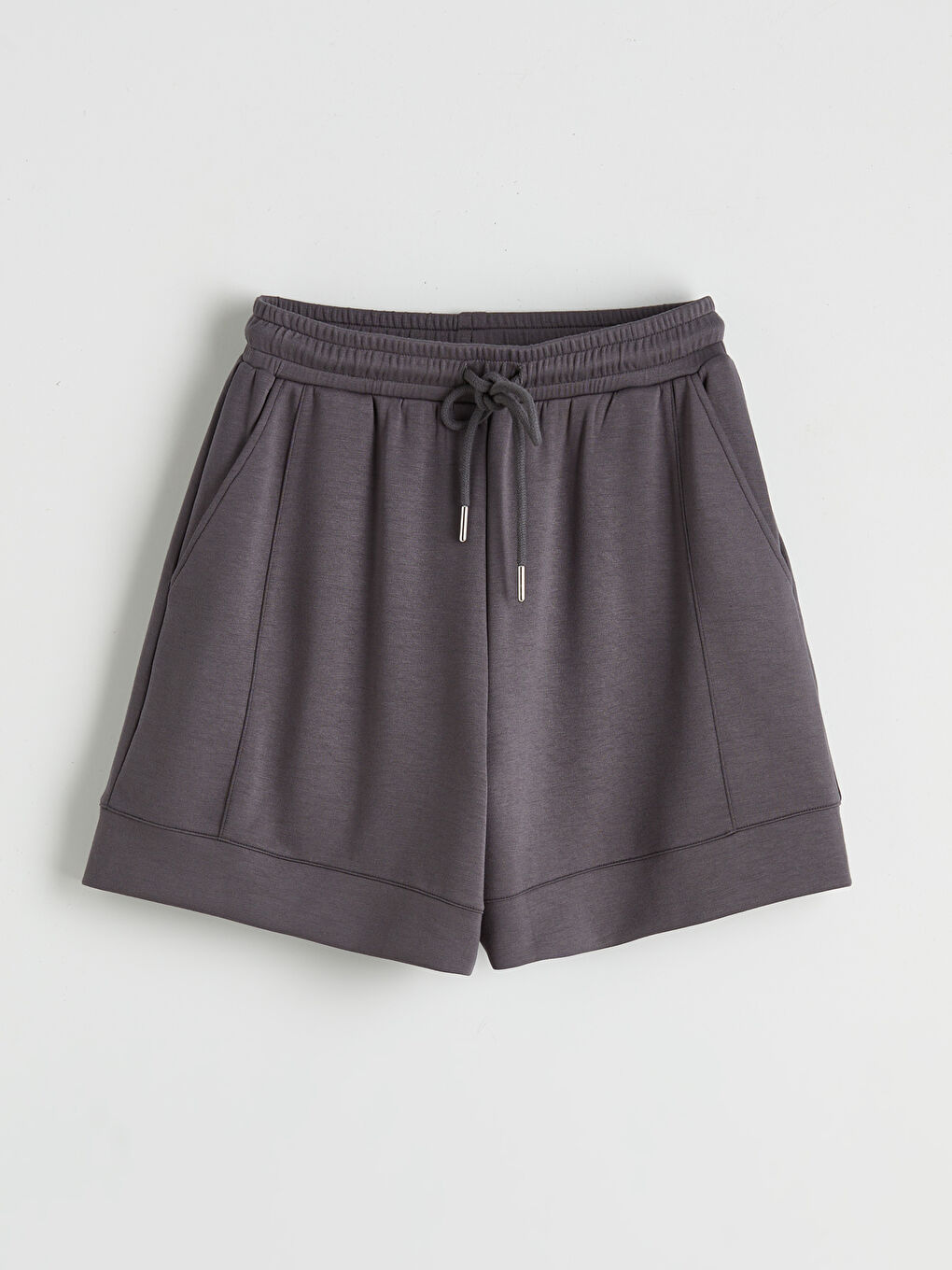 Antrasit Beli Lastikl Kadın Şort-3