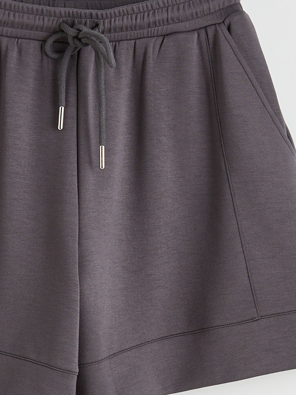 Antrasit Beli Lastikl Kadın Şort-5
