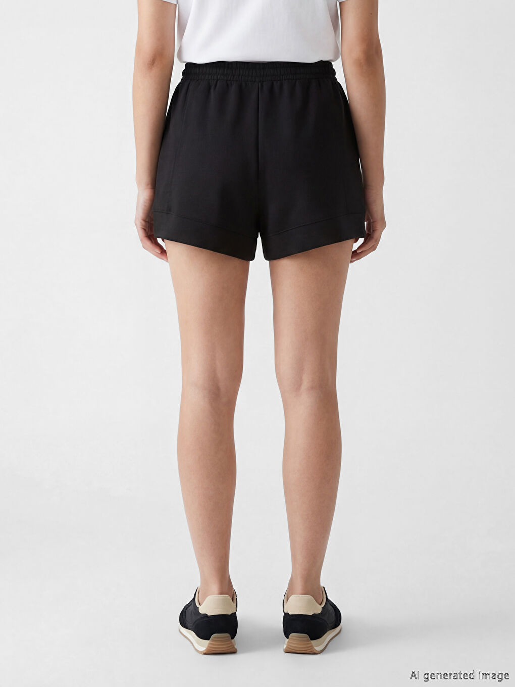 Siyah Beli Lastikl Kadın Şort-1