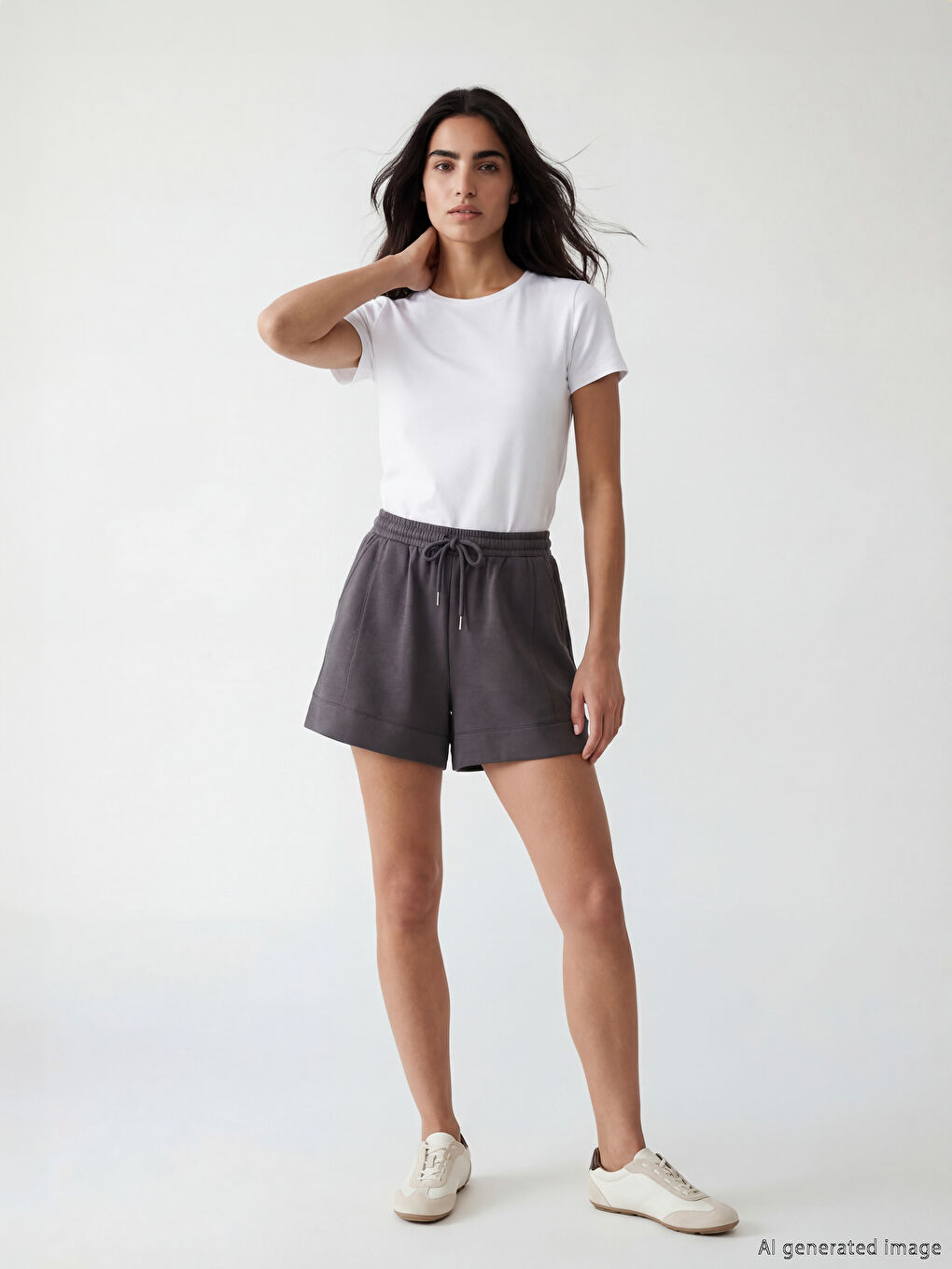 Antrasit Beli Lastikl Kadın Şort