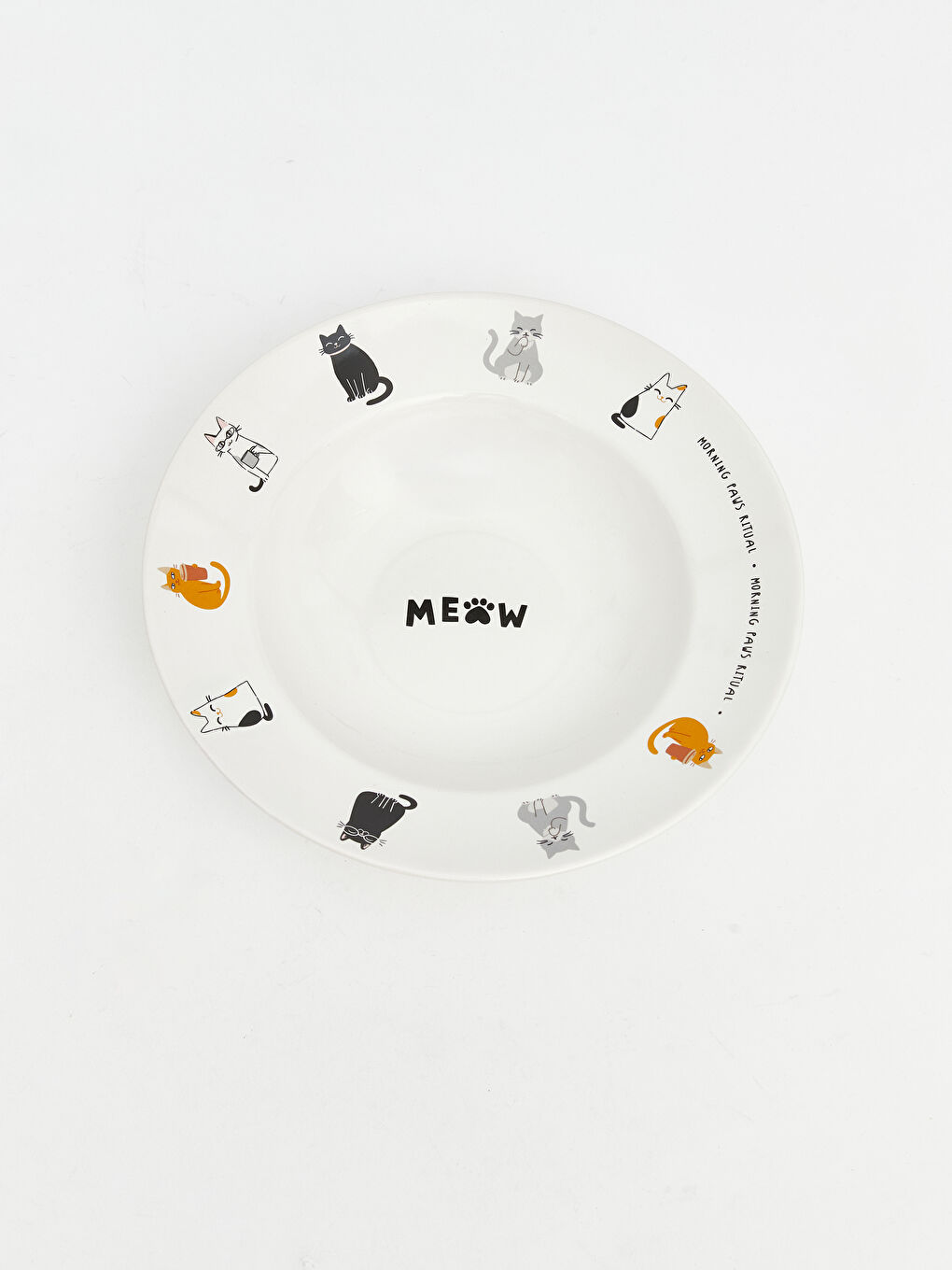 Karışık Kedi Baskılı Seramik Makarna Tabağı