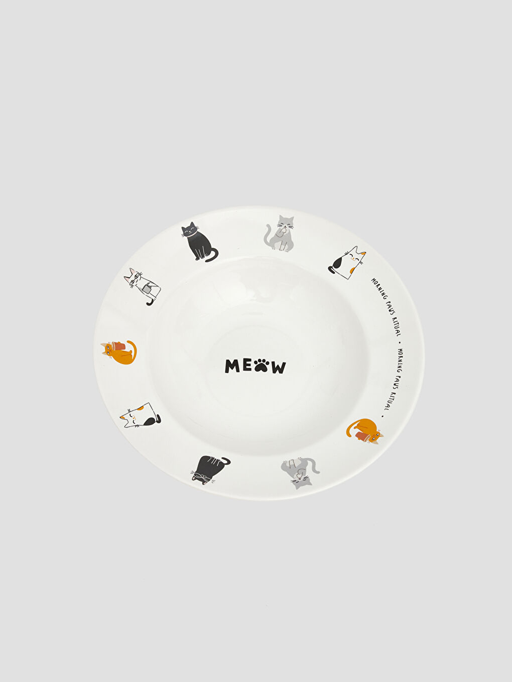 Karışık Kedi Baskılı Seramik Makarna Tabağı-2