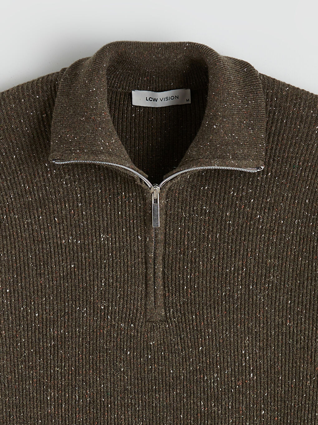 Haki Dik Yaka Erkek Triko Kazak-1