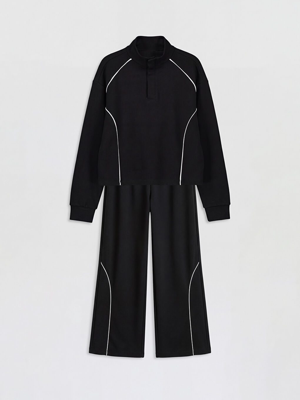 Siyah Dik Yaka Kız Çocuk Soft Touch Eşofman Takım