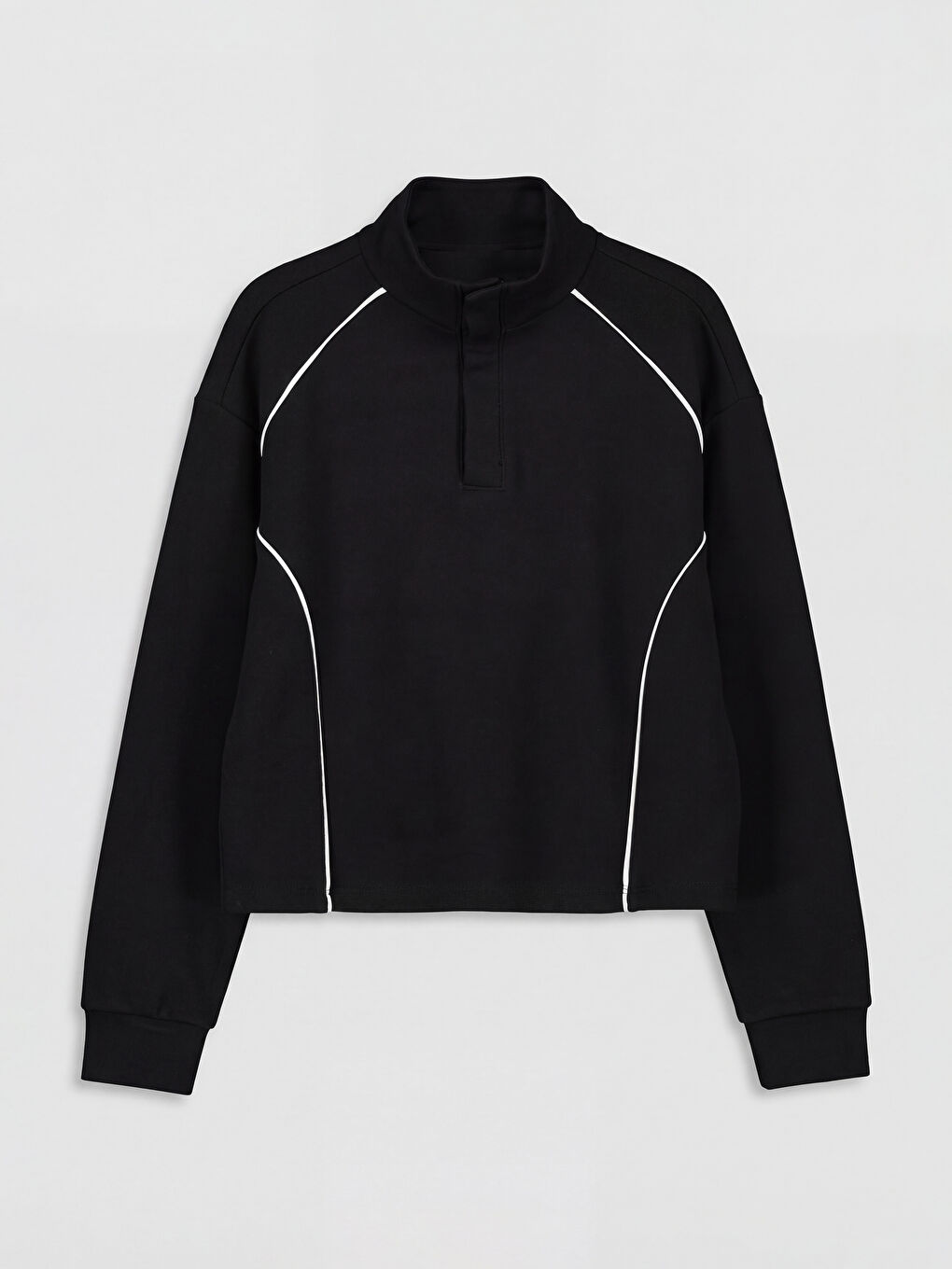 Siyah Dik Yaka Kız Çocuk Soft Touch Eşofman Takım-1