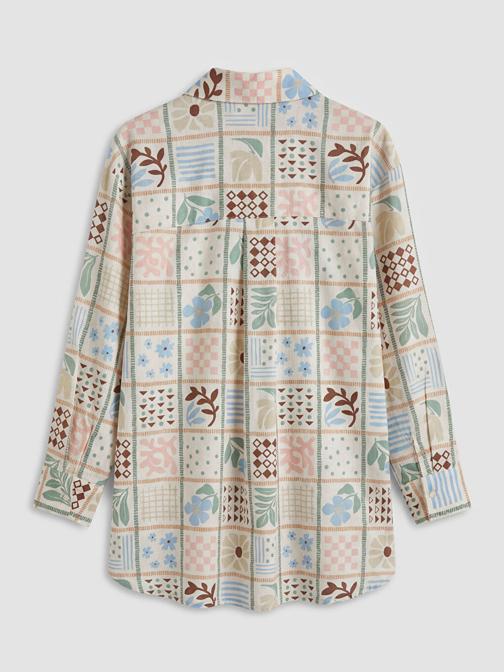 Karışık Desenli Oversize Kadın Gömlek Tunik-1