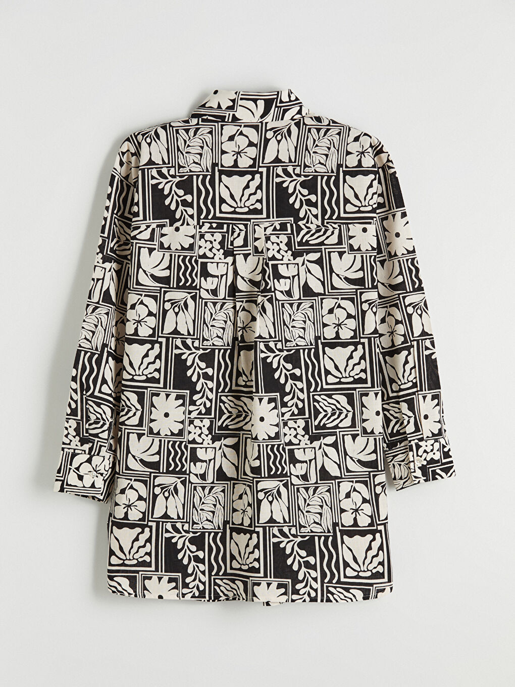 Siyah Desenli Oversize Kadın Gömlek Tunik-2