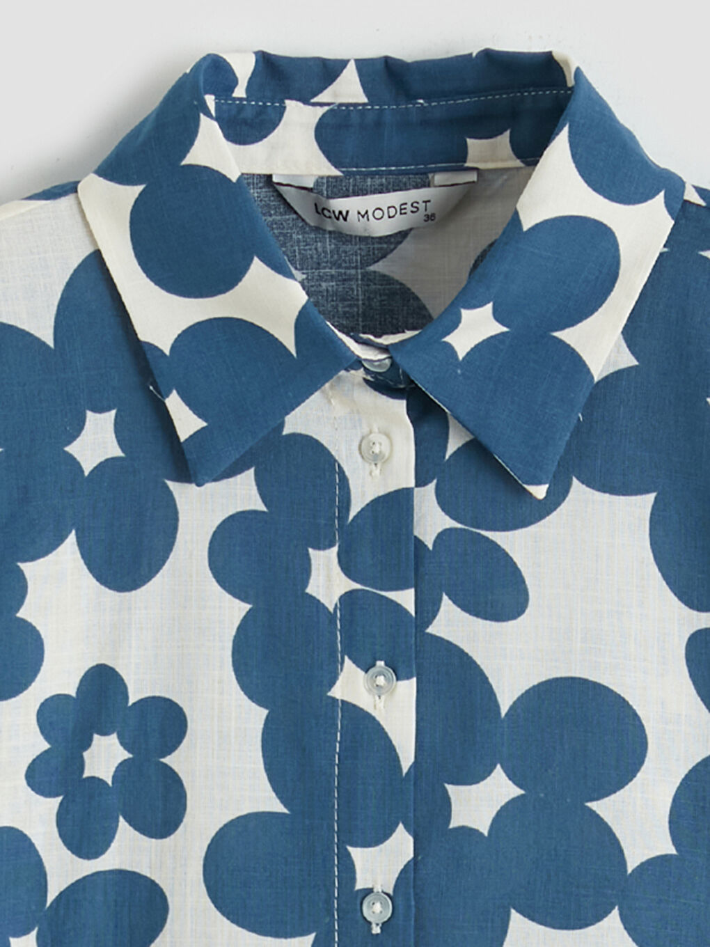 Mavi Desenli Oversize Kadın Gömlek Tunik-2