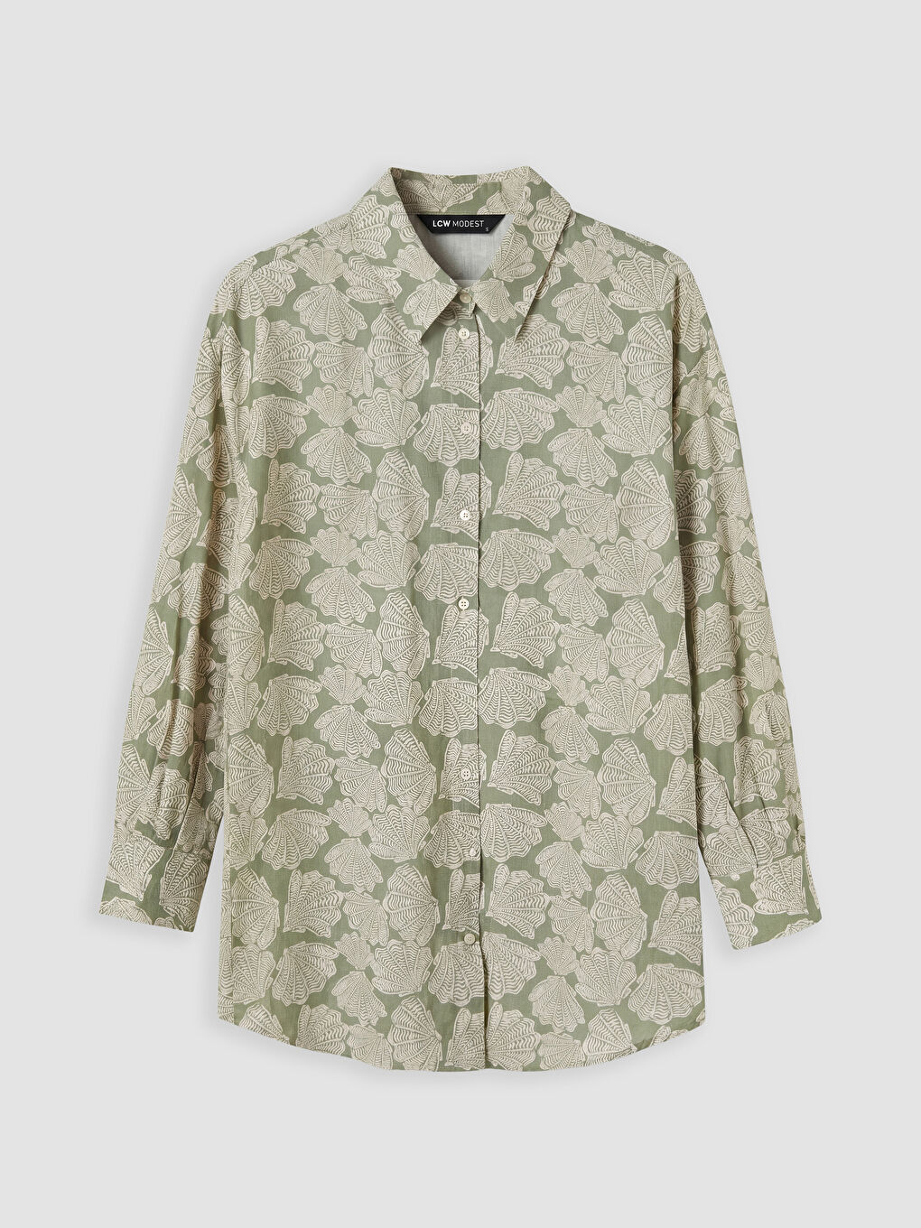Yeşil Desenli Oversize Kadın Gömlek Tunik