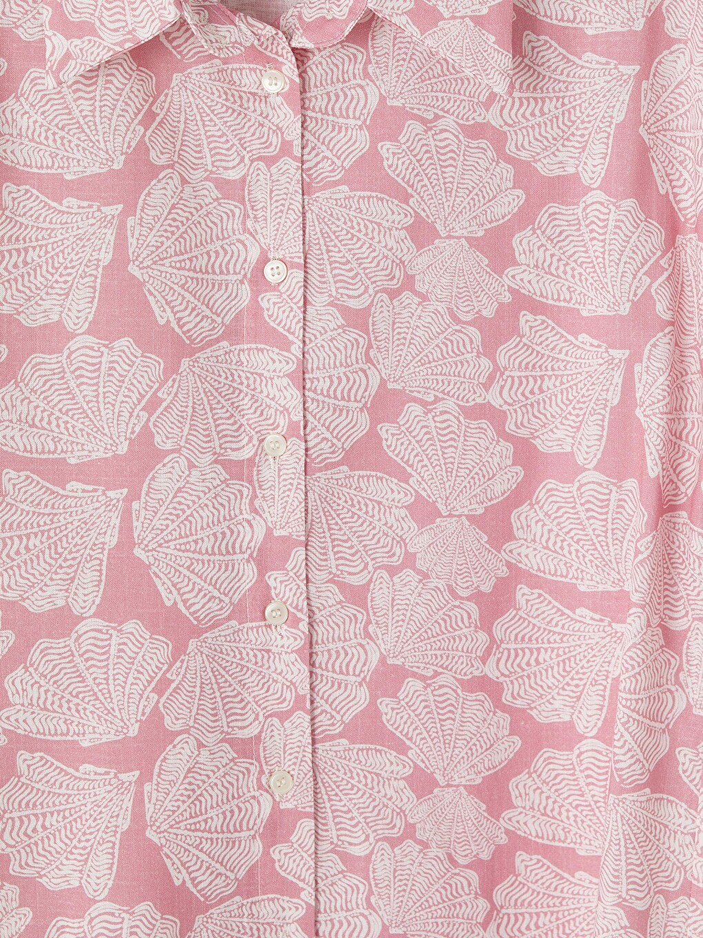 Pembe Desenli Oversize Kadın Gömlek Tunik-1